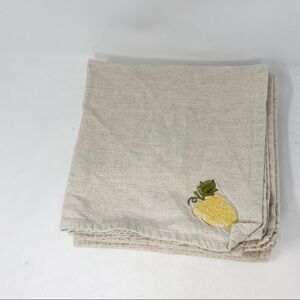 POTTERY BARN Set Of 5 Beige Grape Linen Napkins